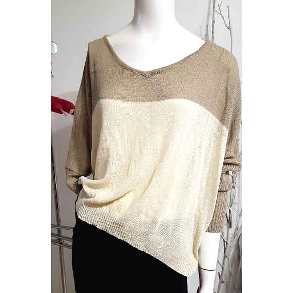 🔖Vtg 90's-Y2K Knit Top🍂TU 🍂Breathable|Fishnet Back| Wide Long Sleeve - Picture 2 of 12